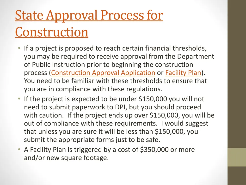 state approval process for construction