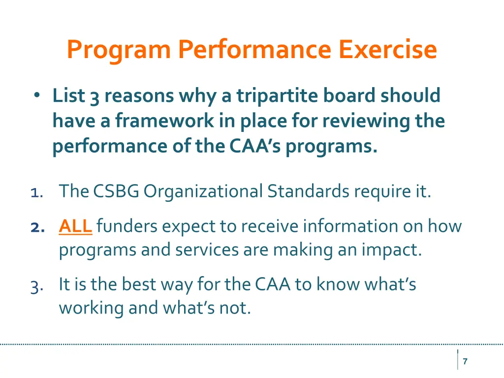 program performance exercise