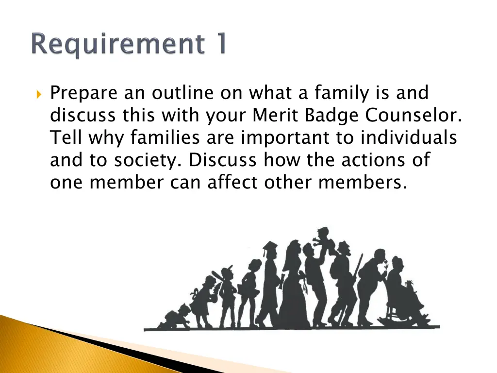 prepare an outline on what a family