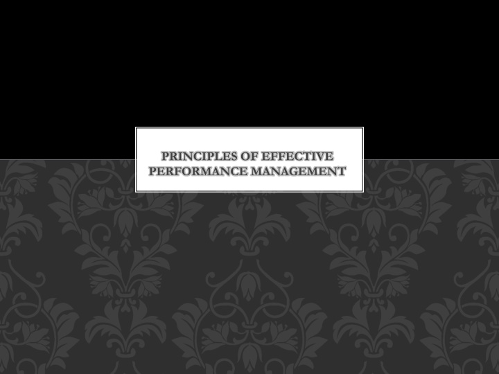 principles of effective performance management