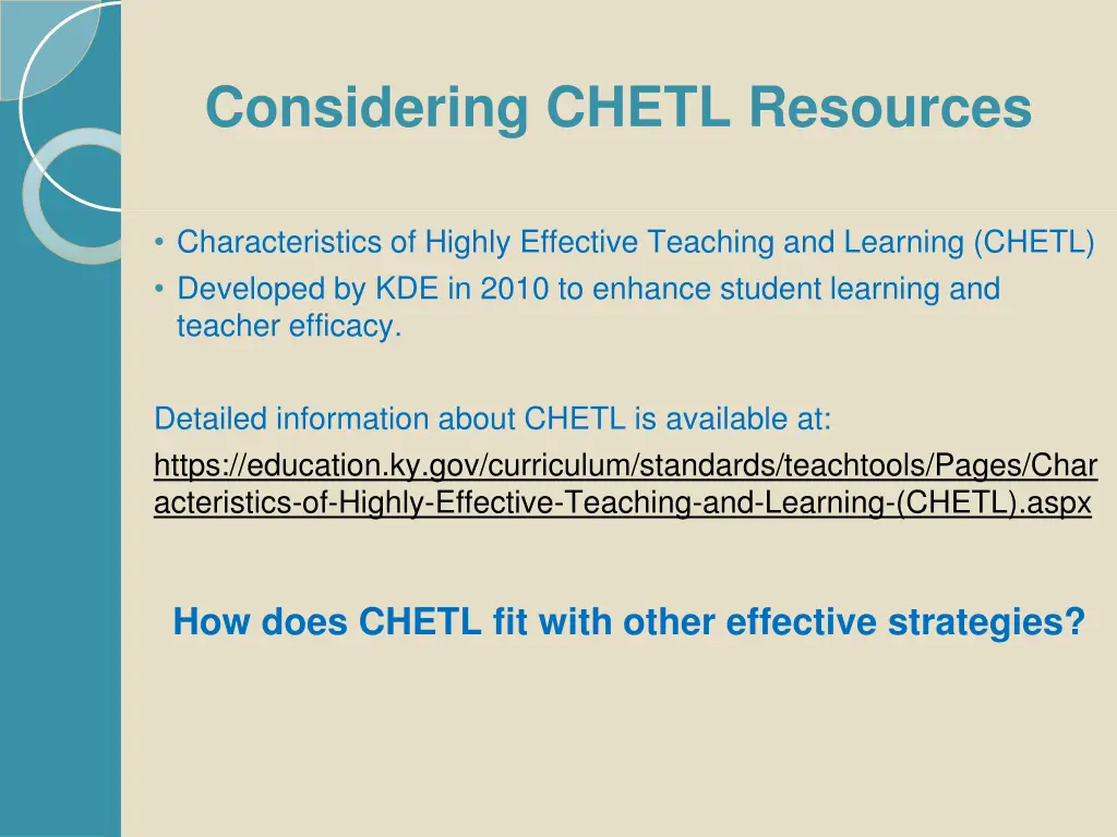 considering chetl resources