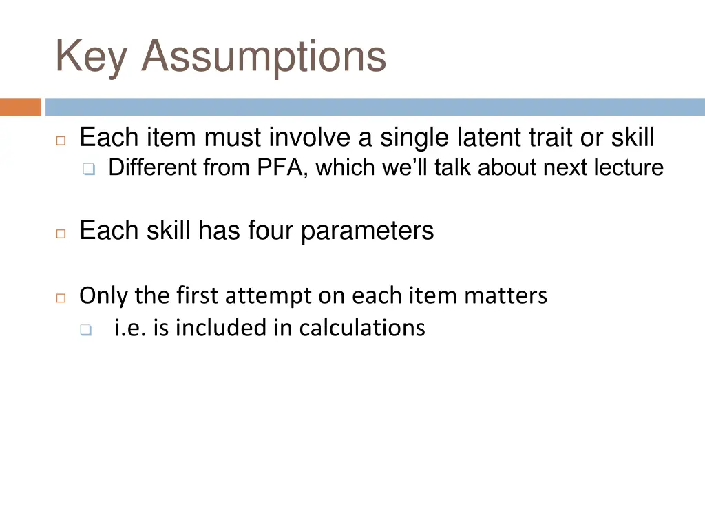 key assumptions