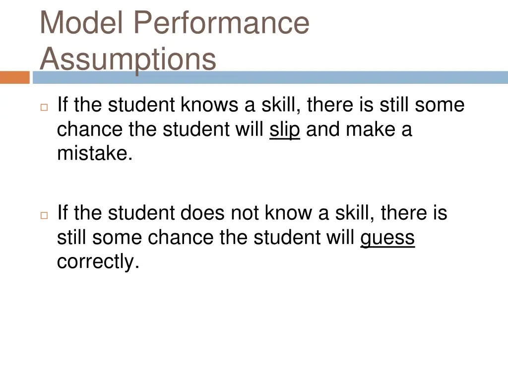 model performance assumptions