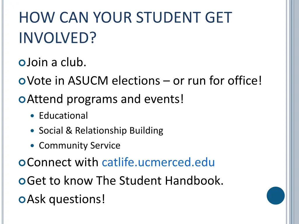 how can your student get involved