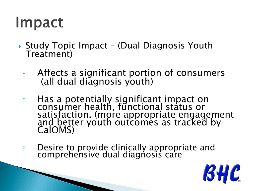 study topic impact dual diagnosis youth treatment
