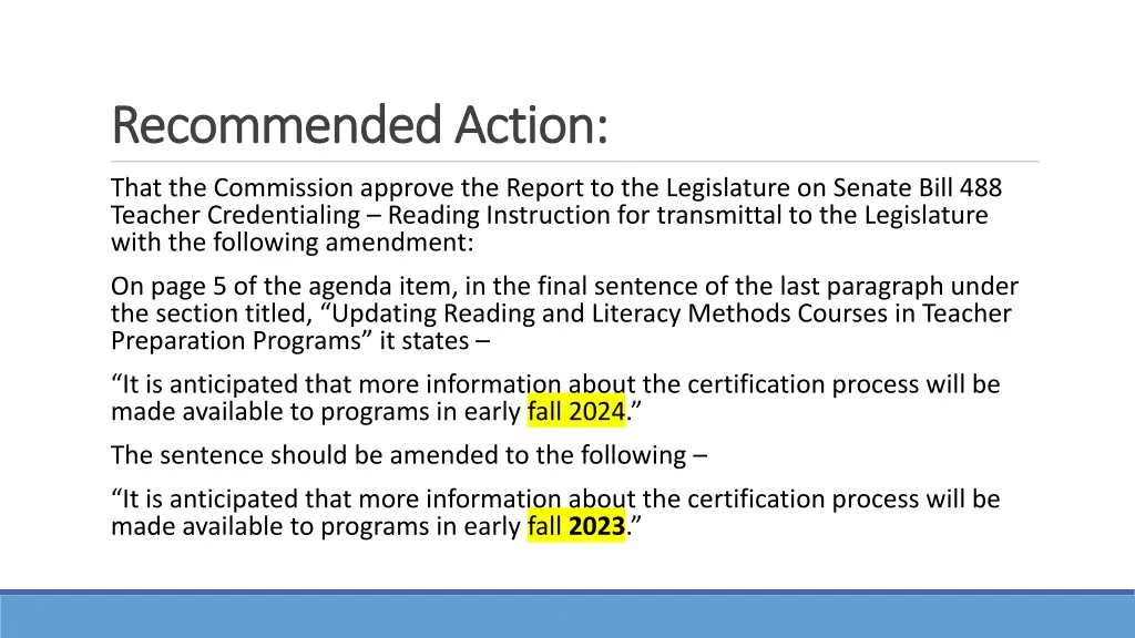 recommended action recommended action