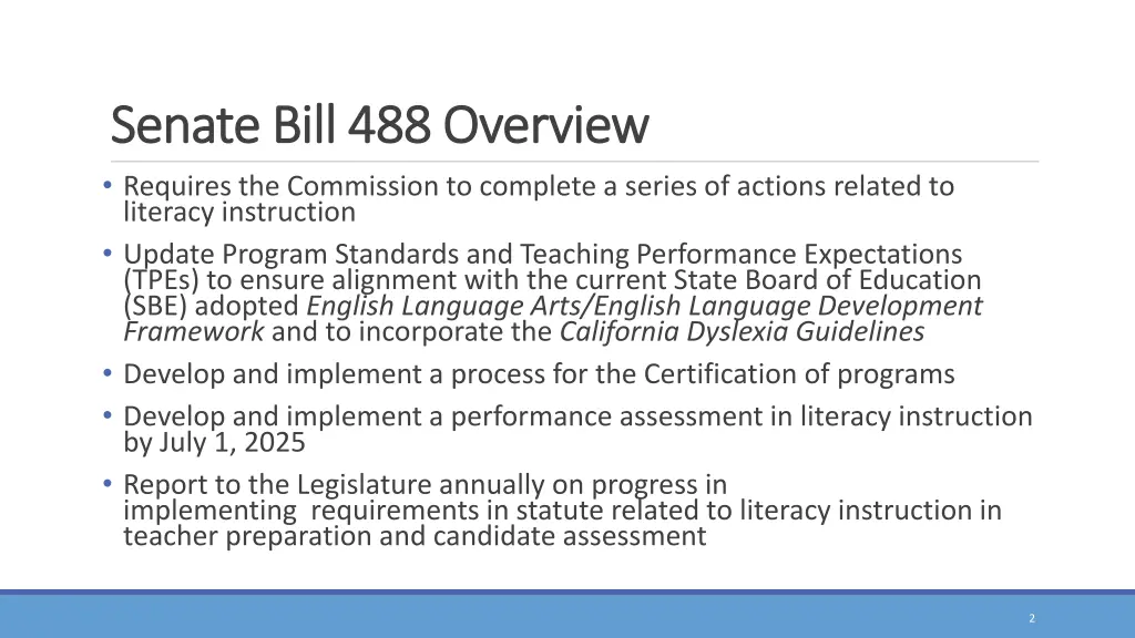 senate bill 488 overview senate bill 488 overview