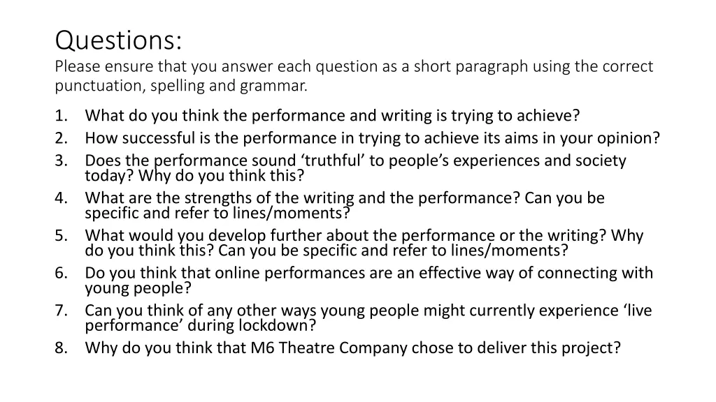 questions please ensure that you answer each