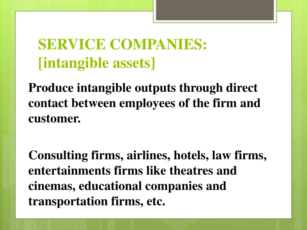 service companies intangible assets