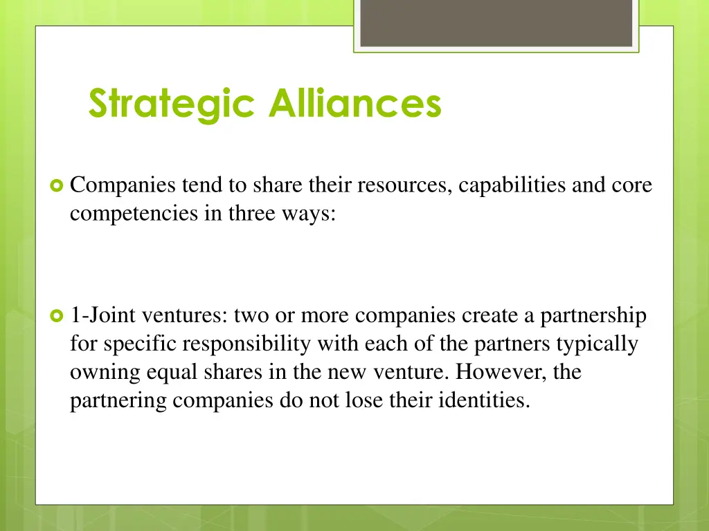 strategic alliances