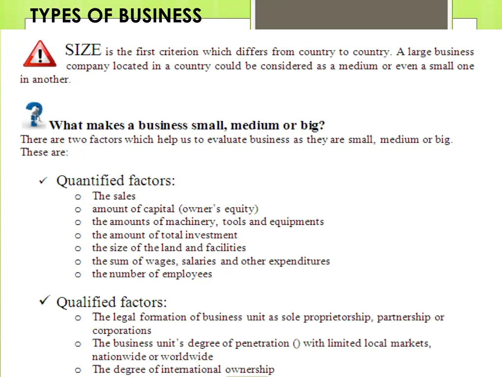 types of business