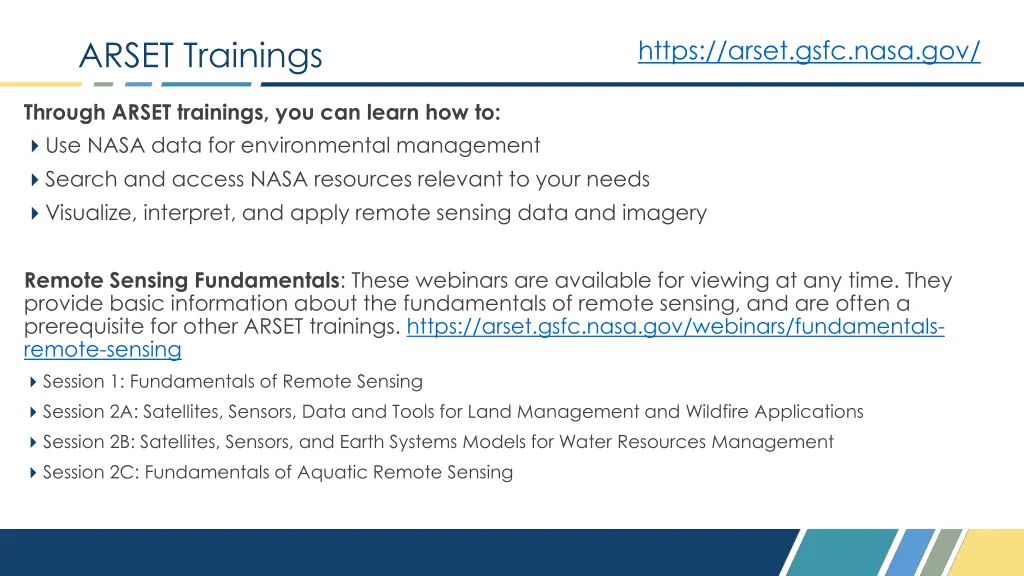 arset trainings