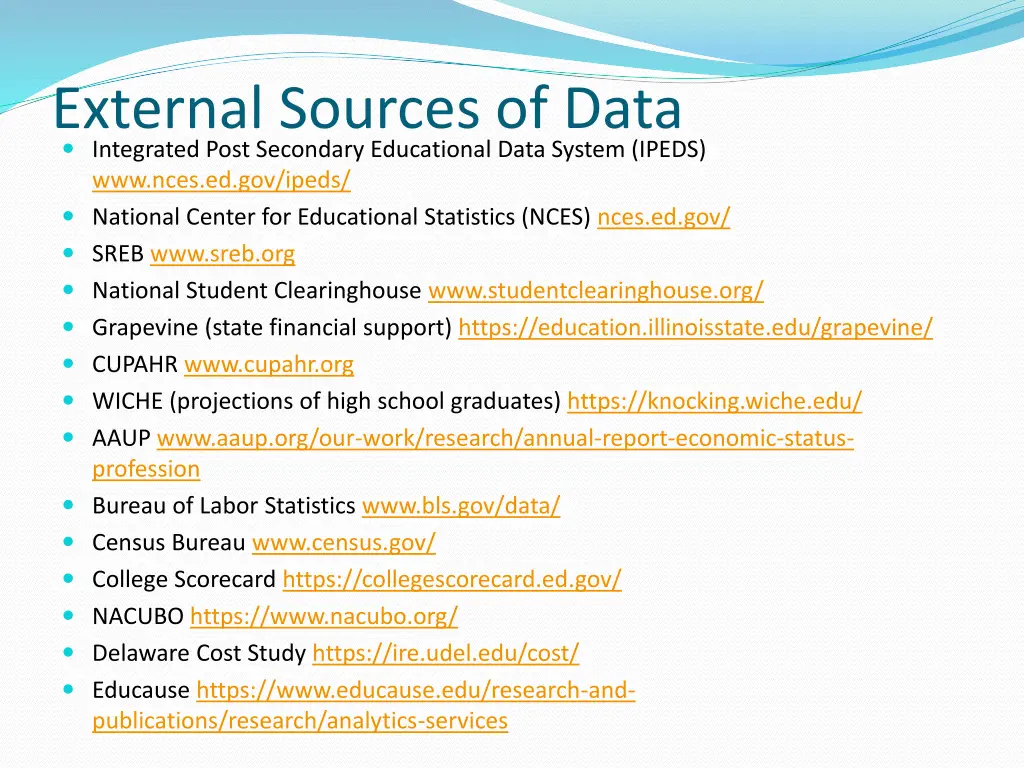 external sources of data integrated post