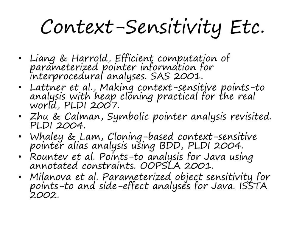 context sensitivity etc