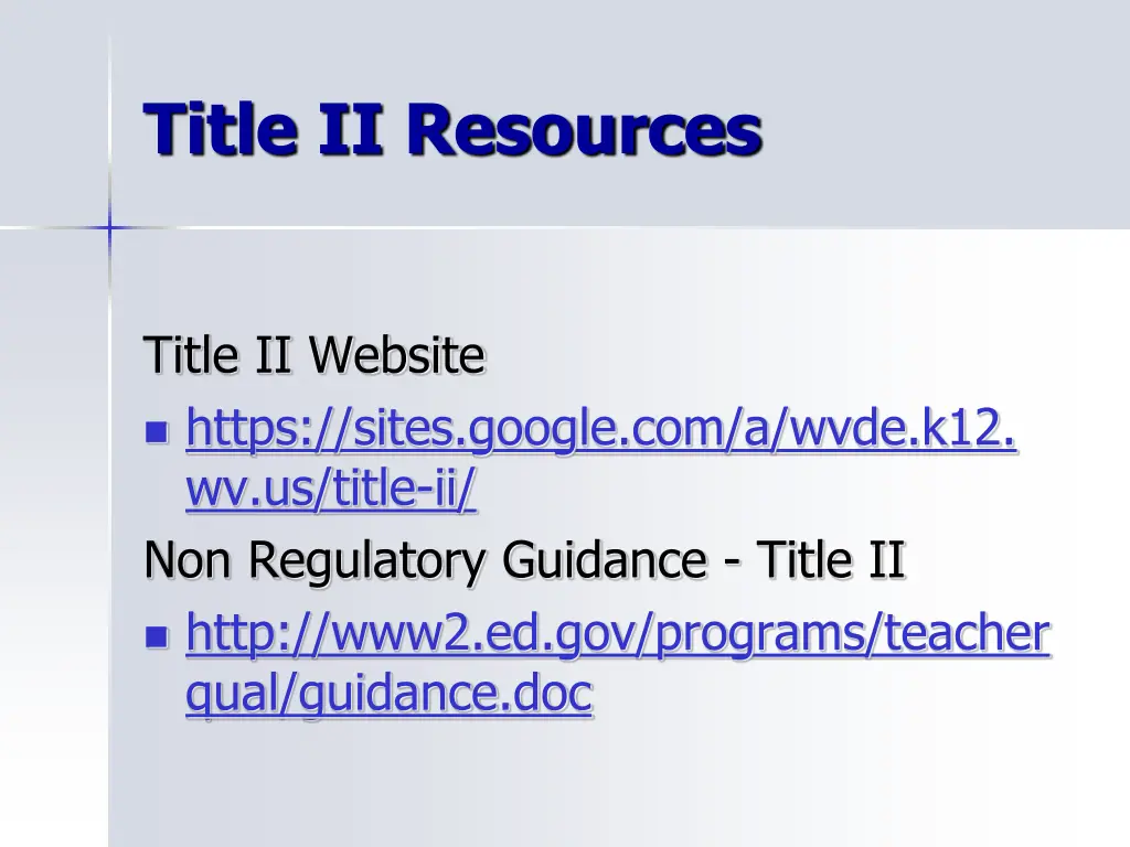 title ii resources