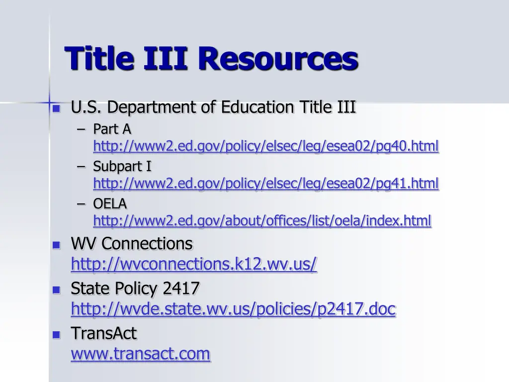 title iii resources