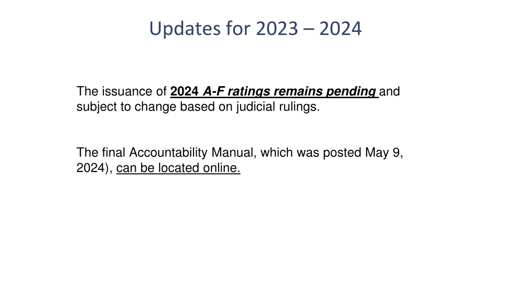 updates for 2023 2024