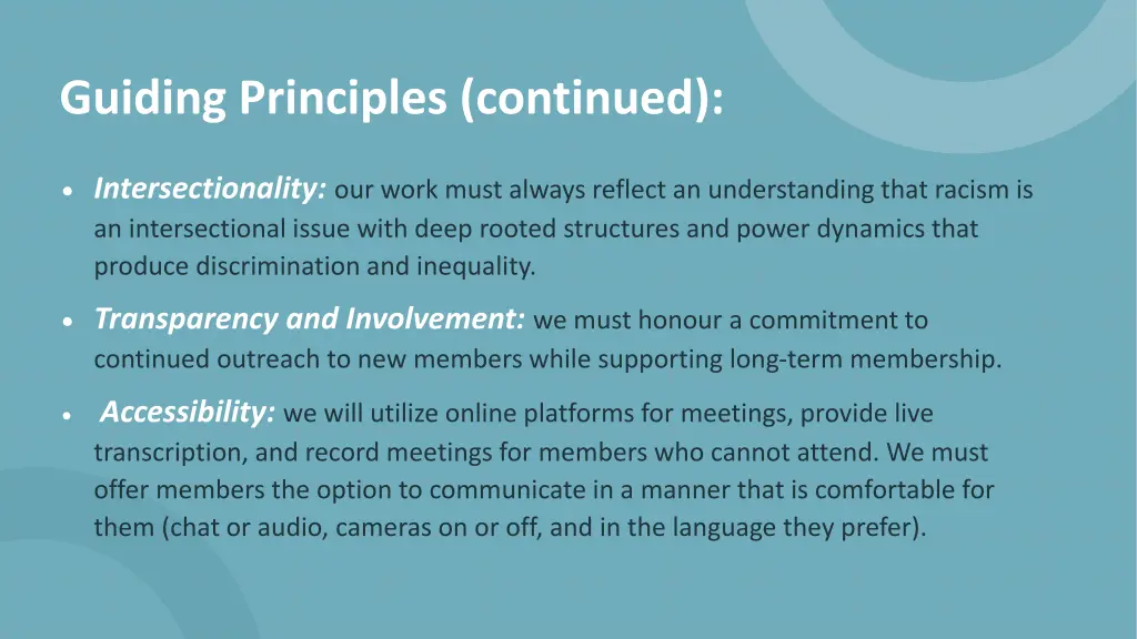 guiding principles continued