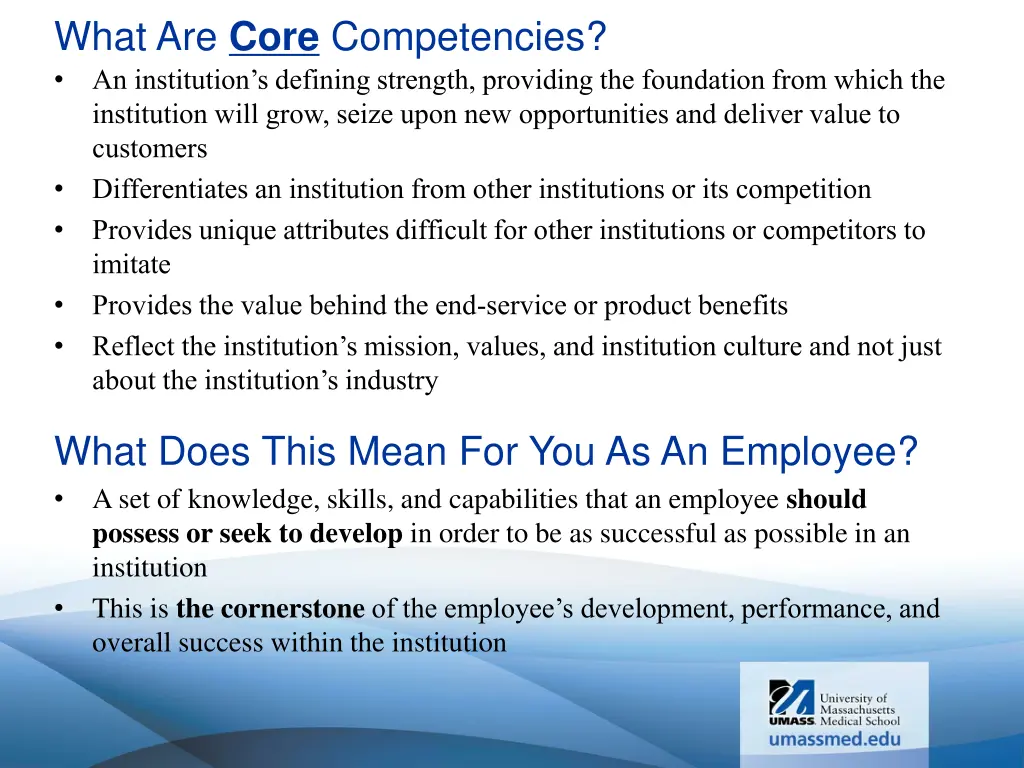 what are core competencies an institution