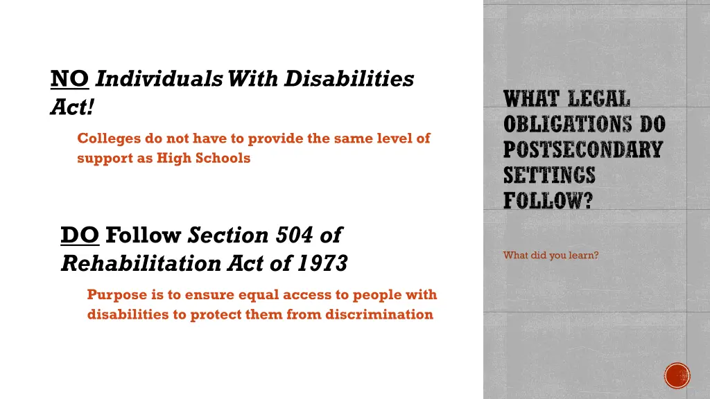 no individuals with disabilities act colleges