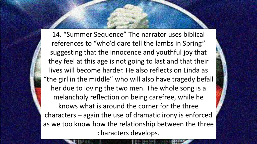 14 summer sequence the narrator uses biblical