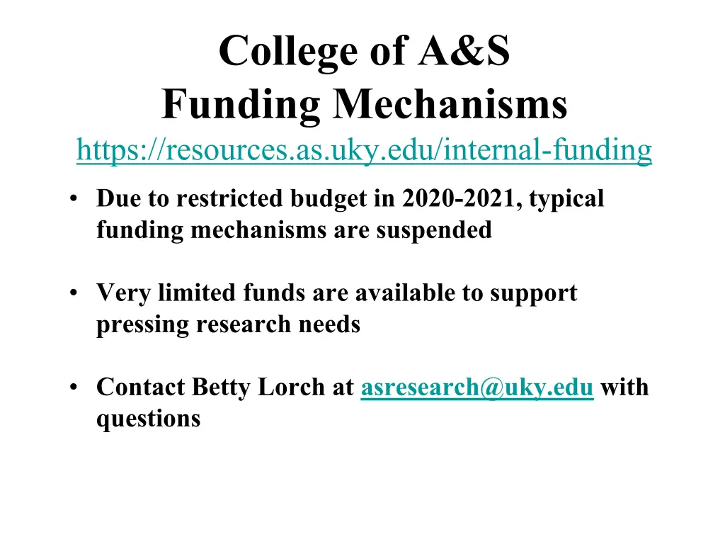 college of a s funding mechanisms https resources