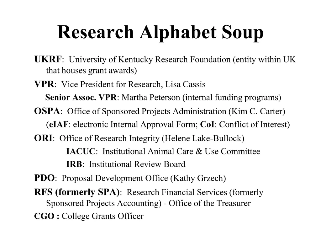 research alphabet soup