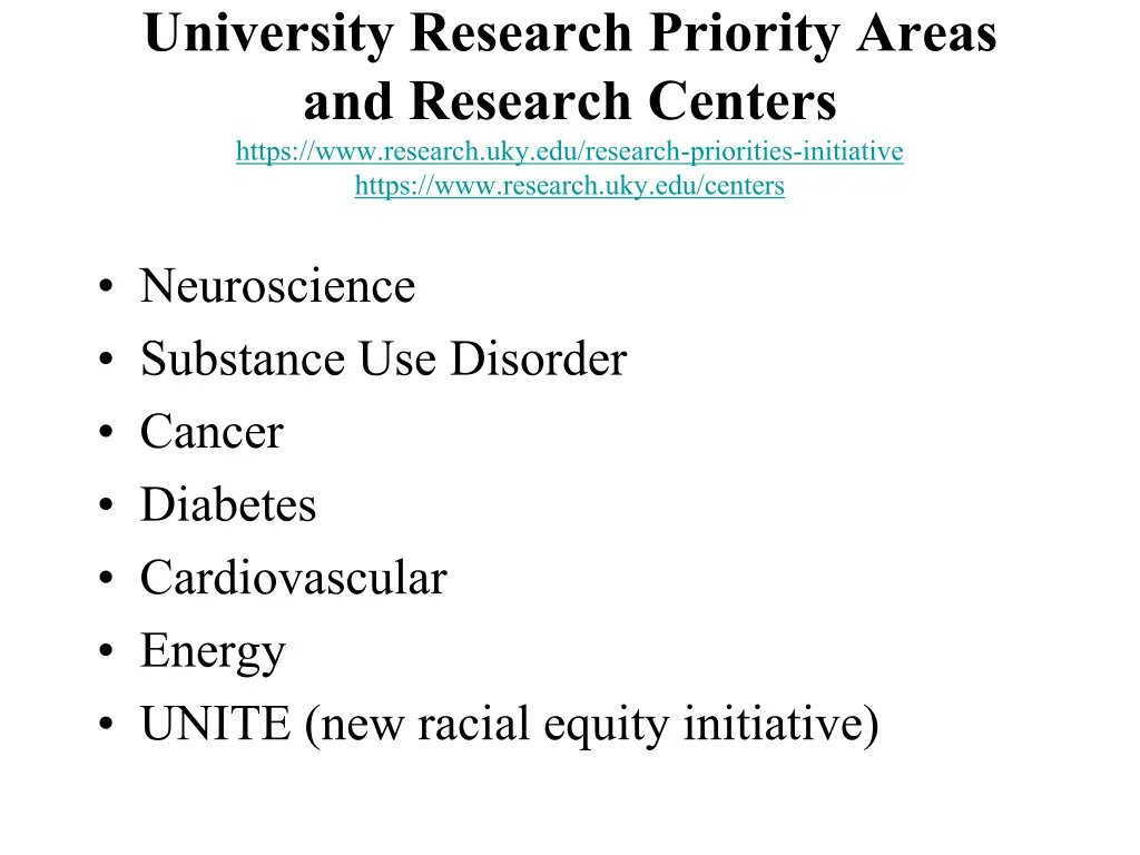 university research priority areas and research