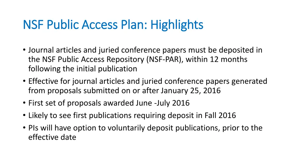 nsf public access plan highlights nsf public