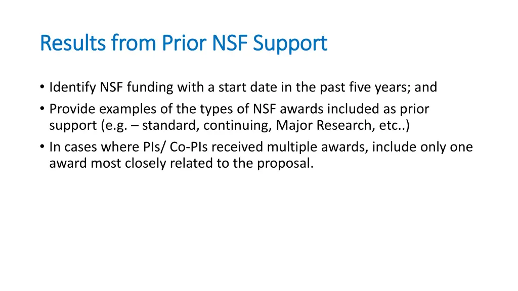 results from prior nsf support results from prior