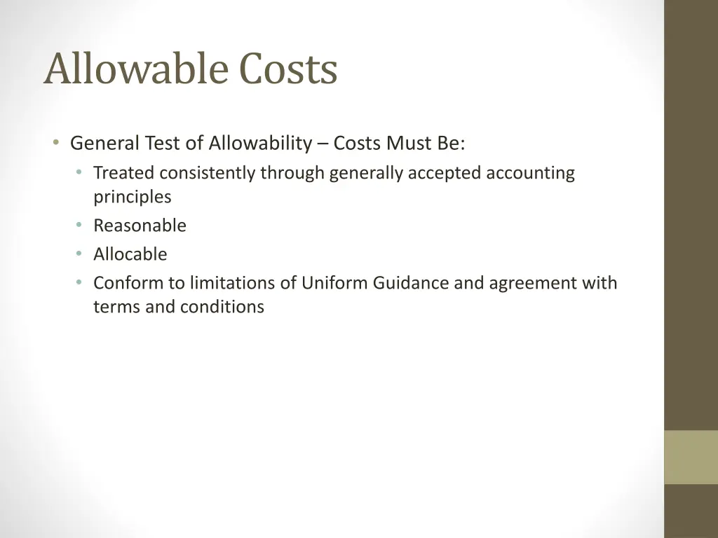 allowable costs