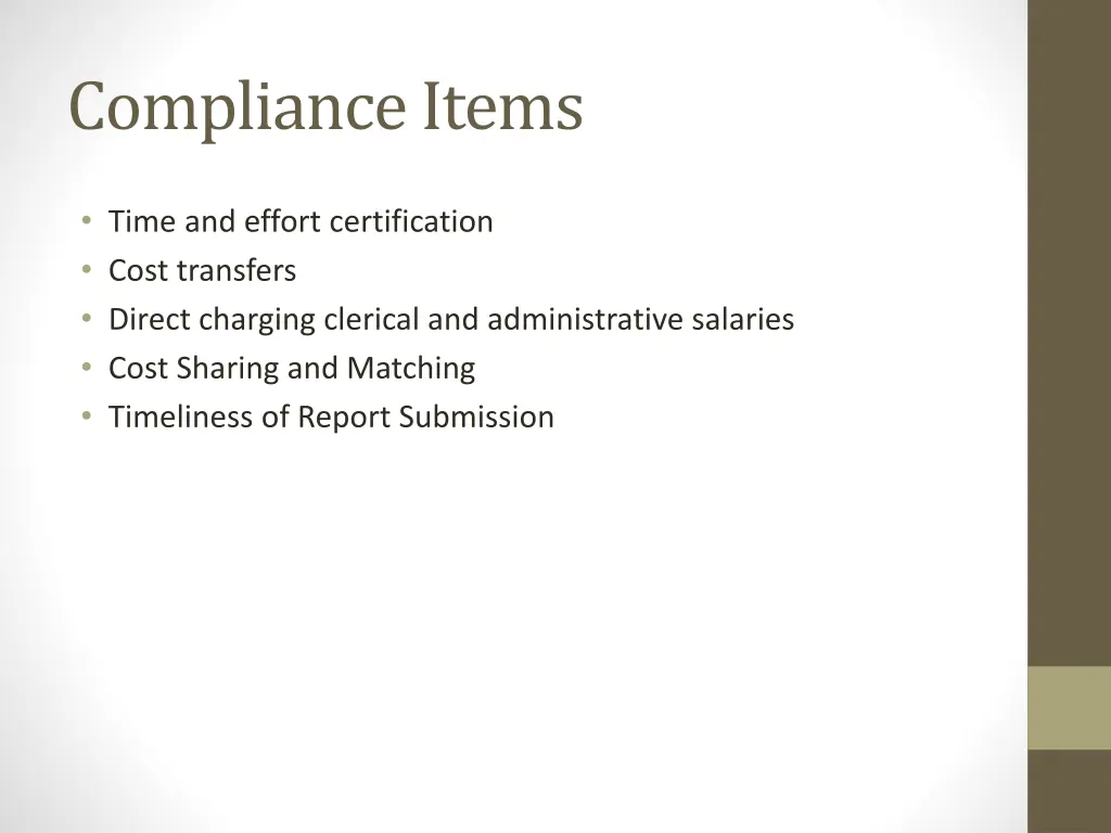 compliance items