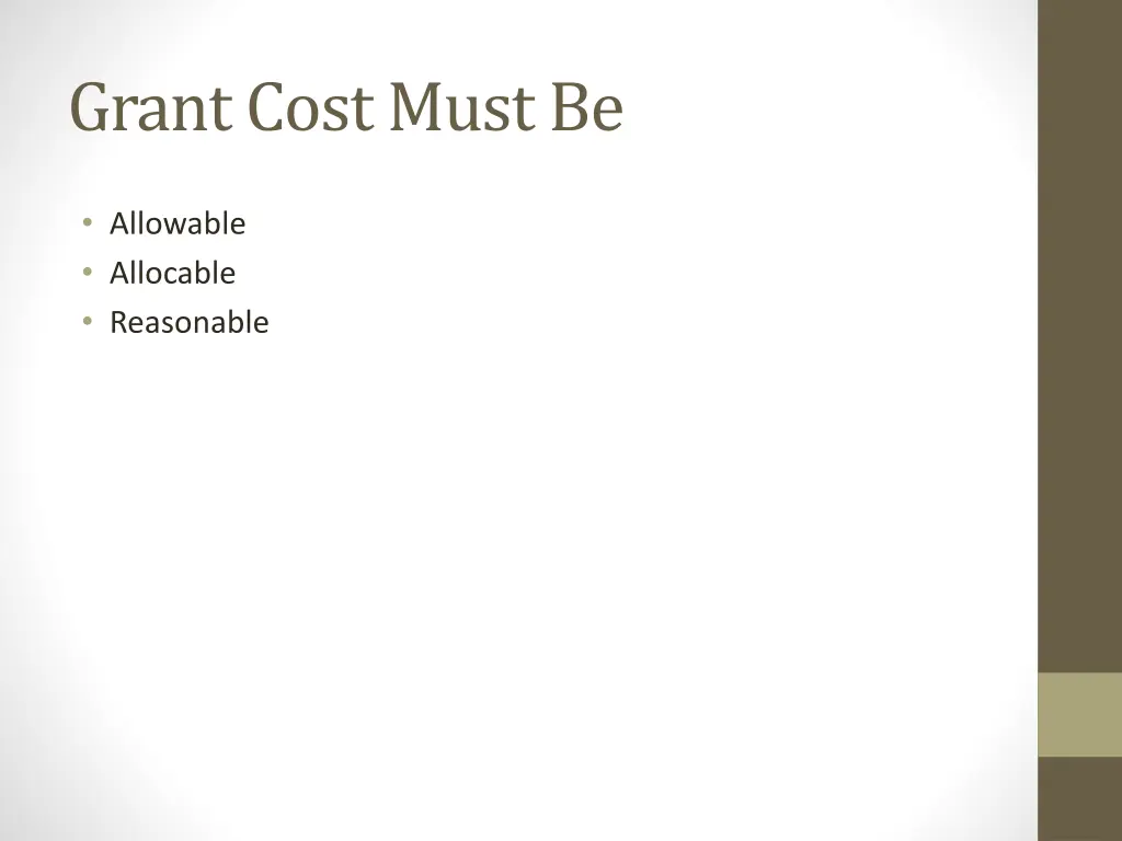 grant cost must be