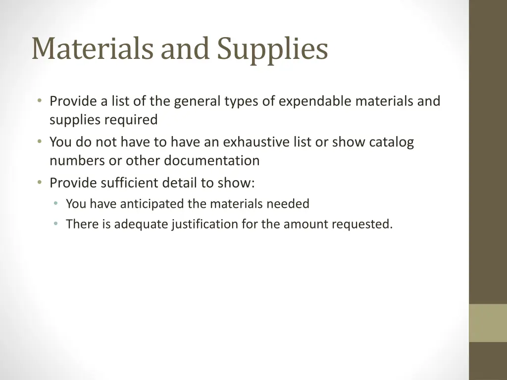 materials and supplies