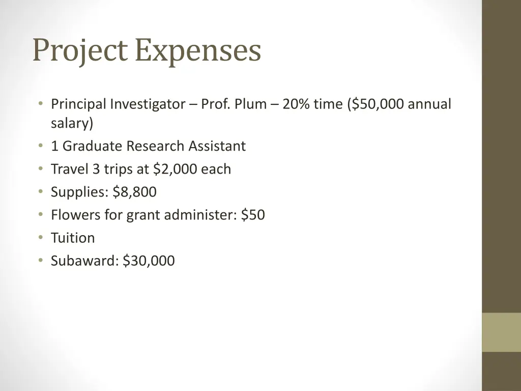 project expenses