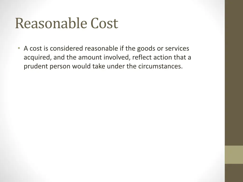 reasonable cost