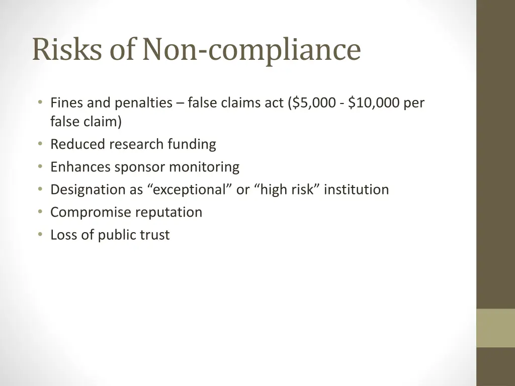 risks of non compliance