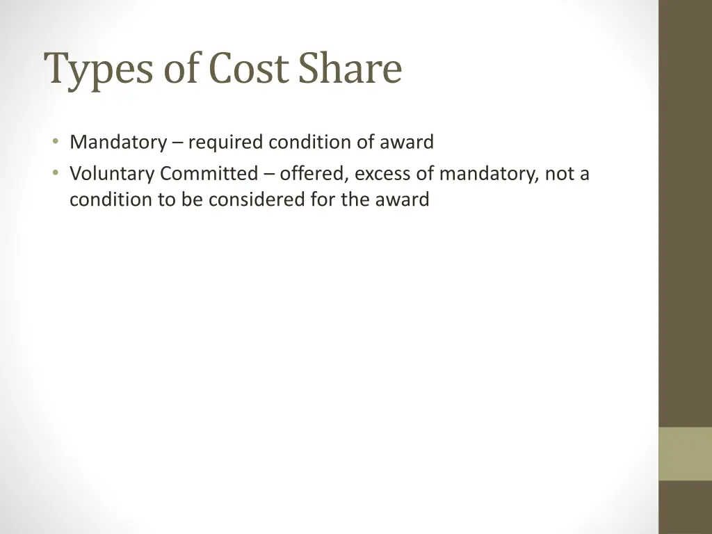 types of cost share