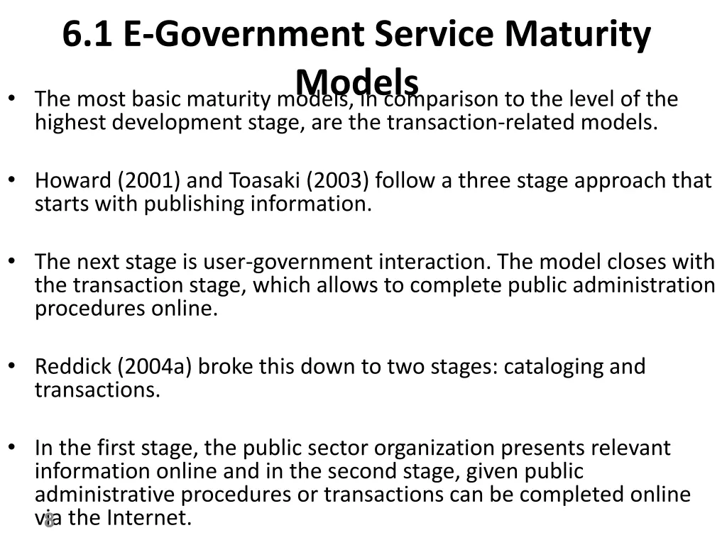 6 1 e government service maturity models the most