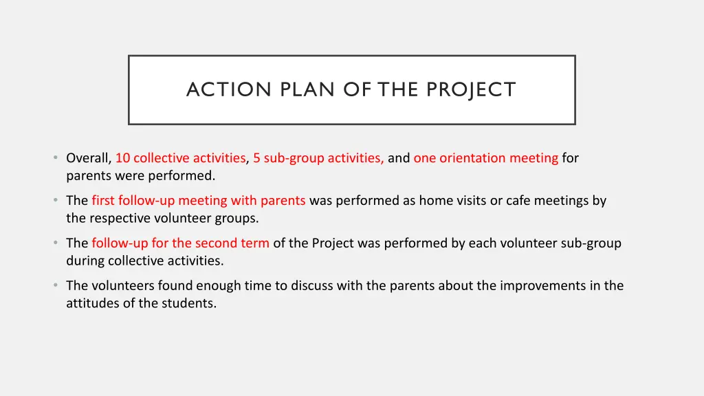 action plan of the project