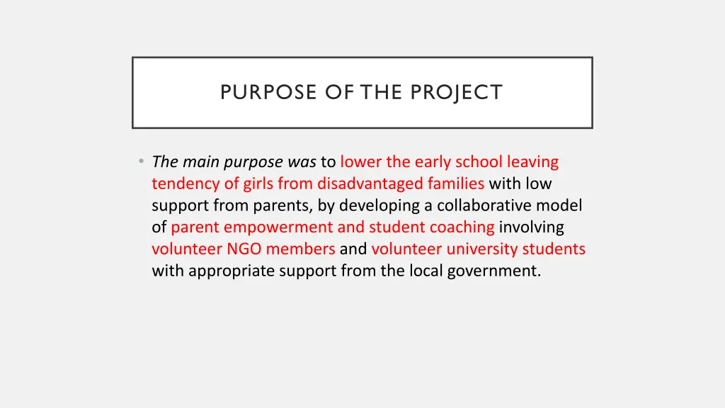 purpose of the project