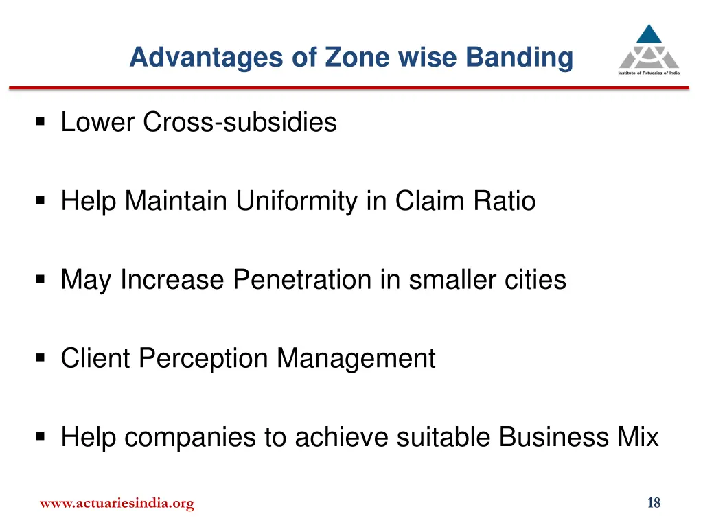 advantages of zone wise banding