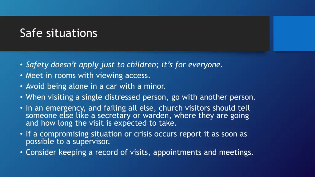 safe situations