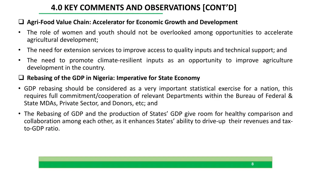 4 0 key comments and observations cont d 1