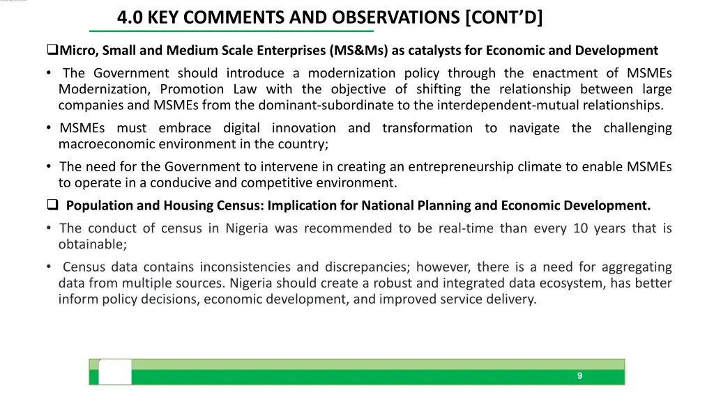 4 0 key comments and observations cont d 2