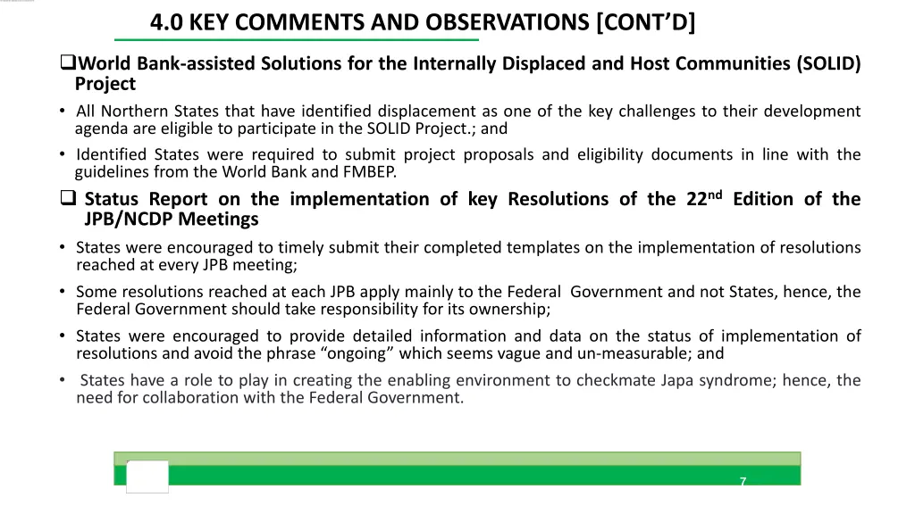 4 0 key comments and observations cont d