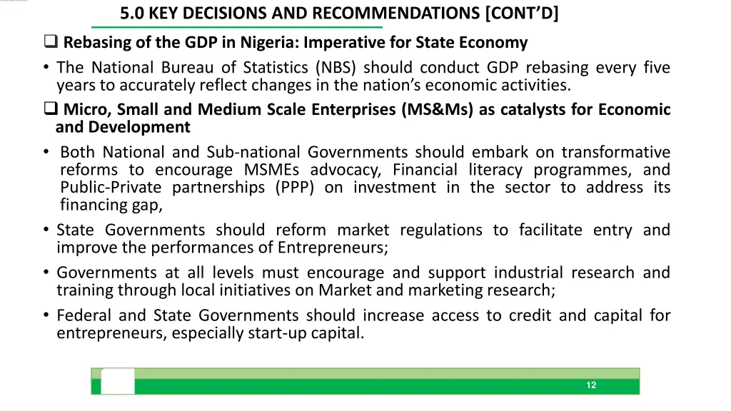5 0 key decisions and recommendations cont