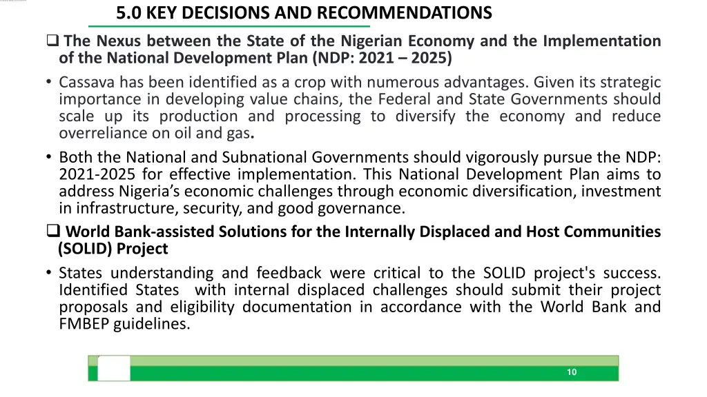 5 0 key decisions and recommendations the nexus