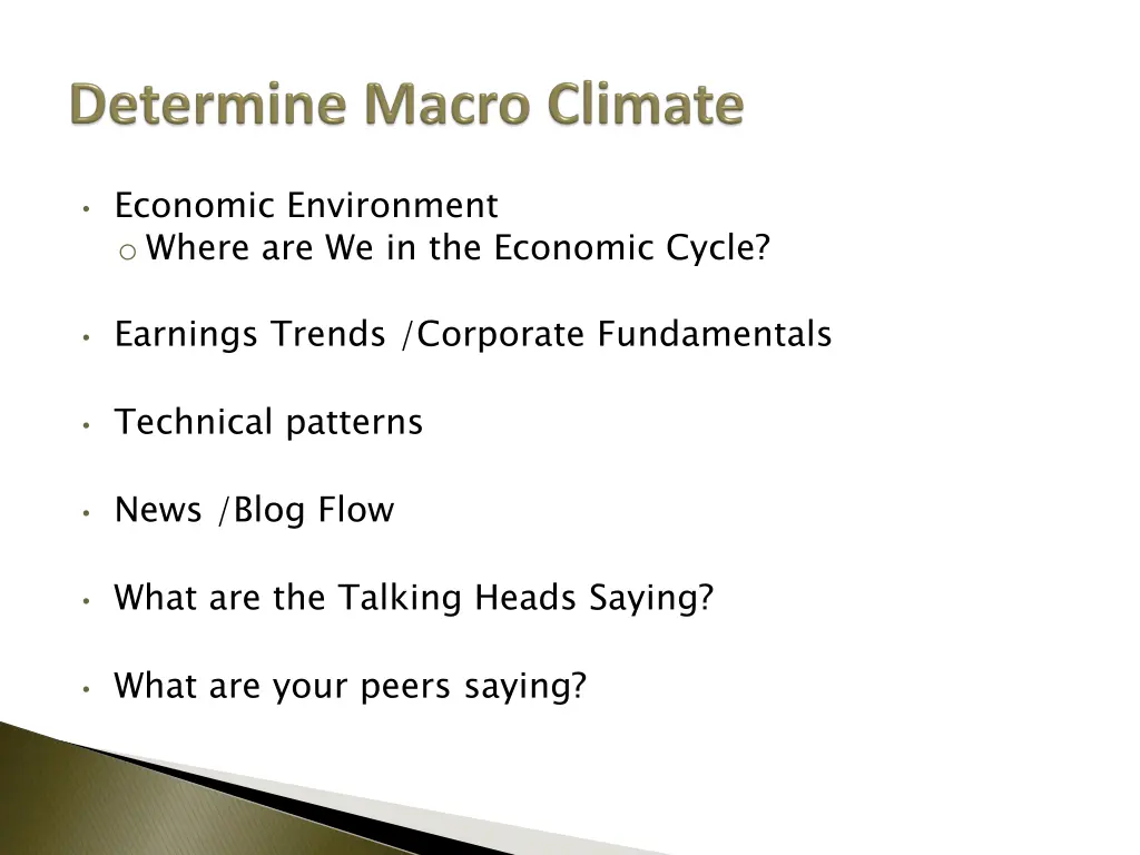 economic environment o where