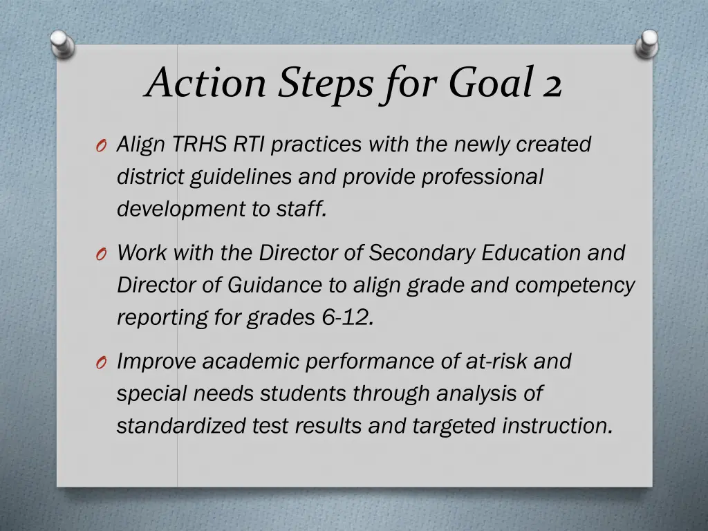 action steps for goal 2 1